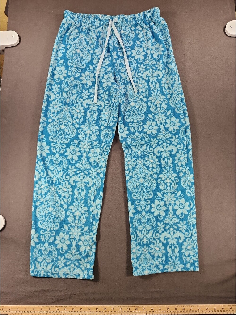 Liz Claiborne Blue Floral Fuzzy Soft Womens M Pajama Pants Y2K Sweatpants 0210